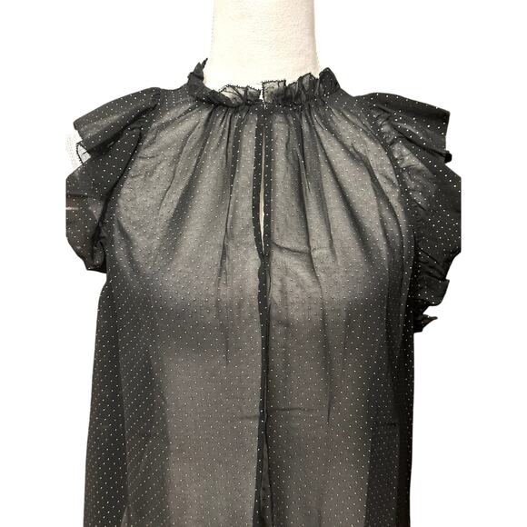 Michael Kors Top Dewdrop Sheer Chiffon Fabric Sleeveless Black/Gold Women's NWT - Picture 3 of 10